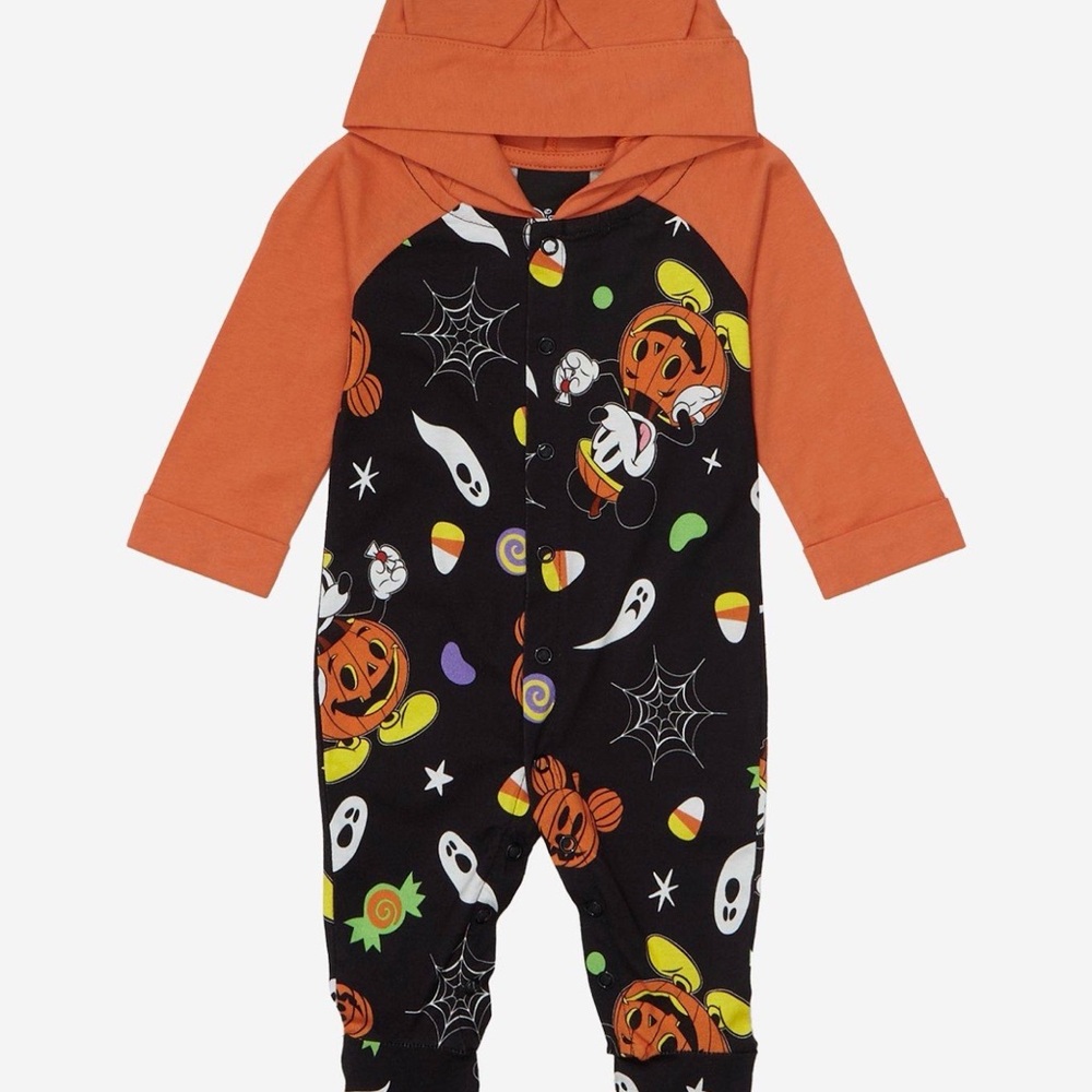 Mickey Mouse Disney Infant Baby Halloween feetsie pajama one-piece sz 9mos